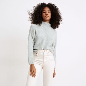 Madewell Dillon Mockneck Pullover Sweater size Small Heather Mint Wool Alpaca